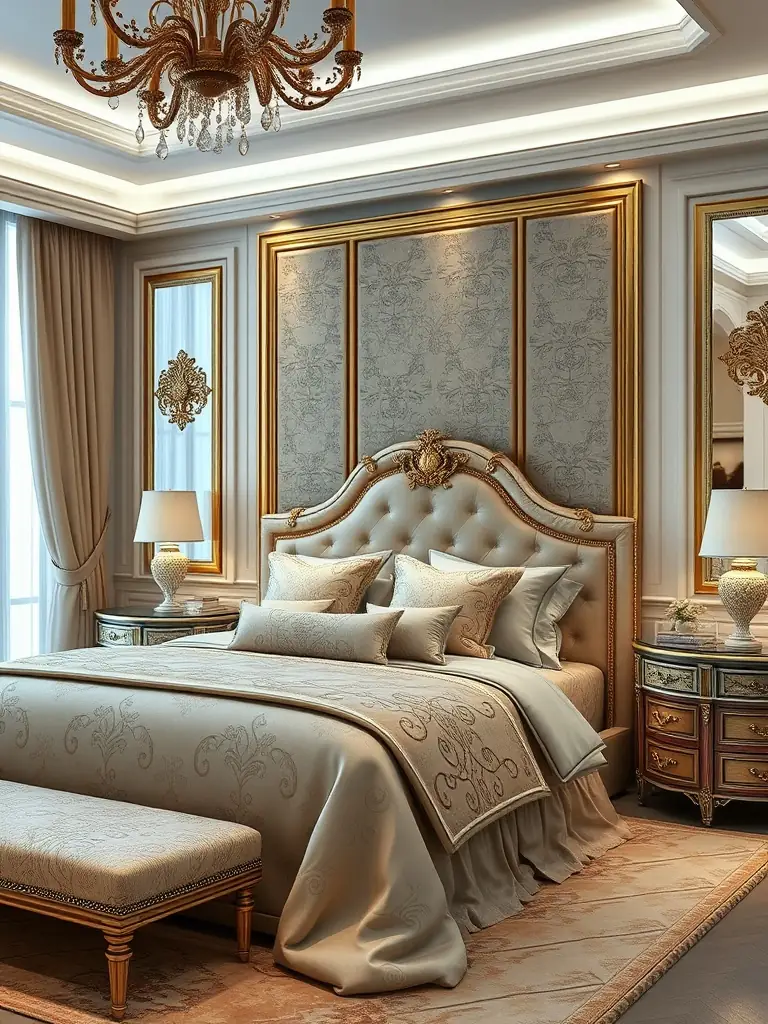 A luxurious apartment bedroom with a king-size bed, plush bedding, soft lighting, and elegant furnishings, creating a relaxing and comfortable retreat for a good night's sleep.